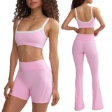 New European and American cross-border nude-feel yoga wear for women, sports bra and underwear set, tight-fitting outdoor fitness shorts for spring and summer