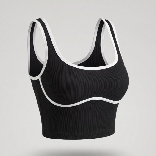 European and American style color-blocking sports vest for women, no underwire, beautiful back yoga vest top, slim-fit running and fitness vest
