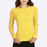 Autumn and winter women's long-sleeve sports yoga top with chest pads, breathable, moisture-wicking, slimming, suitable for running and fitness