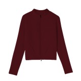 Autumn and winter outdoor yoga wear for women, long-sleeved, suitable for running and sports, with a slimming effect and thumb holes, fitness wear with long sleeves