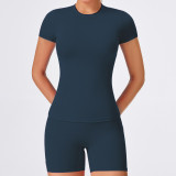 Cross-border spring and summer yoga wear, short-sleeved fitness sports top, outerwear, outdoor running quick-dry shirt for women