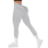 European and American style high-waisted seamless yoga pants for women, slim-fit, quick-dry sports leggings, butt-lifting, long ribbed fitness pants