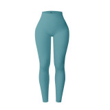 European-style seamless ribbed sports yoga pants for women, high-waisted tight leggings with peach butt and tummy control