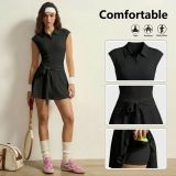 Women's tennis skirt with chest pads and safety shorts, anti-exposure sports short skirt, tennis outfit