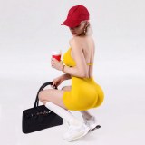 Women's sports yoga set with halter neck sports bra, waist-cinching, tummy control, peach butt fitness shorts