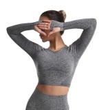 European and American cross-border long-sleeve sportswear for women, polka dot tight-fitting high-elastic yoga wear, indoor and outdoor fitness top
