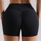 European and American style seamless peach butt yoga shorts for women, suitable for running and fitness, high-waisted, tummy-controlling, slimming, with no awkward lines, three-quarter length shorts