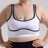 Two-tone plus-size wireless sports vest for women, suitable for outdoor wear, fitness, running, shockproof, and supportive sports yoga vest