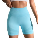 European and American high-waisted tummy control sports peach butt shorts for women, tight-fitting butt-lifting yoga shorts, fitness three-quarter pants