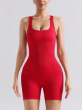 Spring Summer Seamless Yoga Jumpsuit Women Cross Back Outdoor Running Fitness Sports Butt-Lifting Yoga Shorts