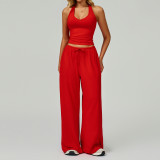 New cross-border brushed yoga set, quick-dry, beautiful back camisole sports set, casual running fitness three-piece outfit