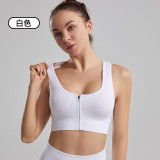 European and American cross-border ribbed solid color zip-up tank top high-intensity sports push-up bra for women in stock yoga wear