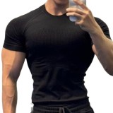 Professional Fitness Seamless Short Sleeve Sports T-Shirt for Men Summer Running Training Quick-Dry Compression Tight Outdoor Top