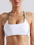 Nude-feel beautiful back color-blocking sports halter neck yoga bra for women, high-intensity shockproof, supportive fitness and running sports underwear