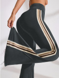 New cross-border casual flared yoga pants, high-waisted, stretchy, Pilates sports pants, tummy control, leg-lengthening, quick-dry bell-bottom pants
