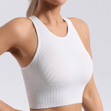 AL High-Strength Fixed One-Piece Cup Sports Bra for Women, Shockproof, Push-Up, Racerback, Quick-Dry, Running and Yoga Bra