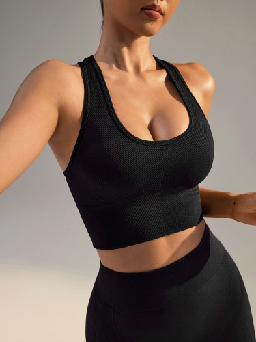 One-piece tight-fitting sports tank top for women, racerback, quick-dry, for running, fitness, U-neck, yoga, solid color, small tank top
