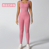 Seamless knitted tie-dye jumpsuit, European and American cross-border style, with removable chest pads, ribbed tight-fitting clothing for women