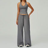 New cross-border brushed yoga set, quick-dry, beautiful back camisole sports set, casual running fitness three-piece outfit