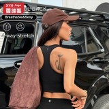 Cross-border ribbed sports yoga tank top for women with U-neck, breathable, suitable for outdoor running and fitness