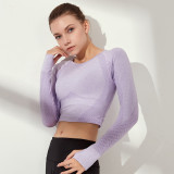 European and American cross-border long-sleeve sportswear for women, polka dot tight-fitting high-elastic yoga wear, indoor and outdoor fitness top