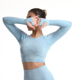 European and American cross-border long-sleeve sportswear for women, polka dot tight-fitting high-elastic yoga wear, indoor and outdoor fitness top
