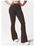 Cross-border workwear pocket yoga pants for women, flared pants, butt-lifting sports tight fitness pants, micro-flared yoga pants