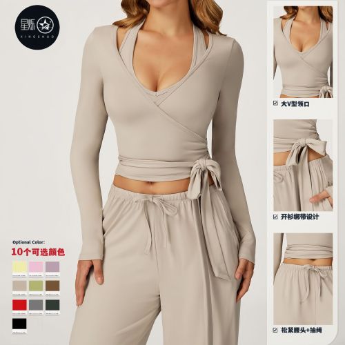 New cross-border brushed yoga set, quick-dry, beautiful back camisole sports set, casual running fitness three-piece outfit