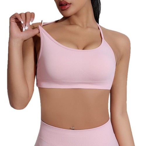 Cross-back sports bra for women, suitable for fitness and yoga, shockproof, quick-drying, seamless sports underwear for running