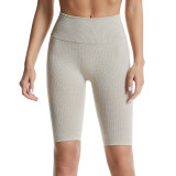 European and American cross-border plus-size peach butt yoga shorts, ribbed high-waisted butt-lifting fitness shorts, sports shorts for outdoor wear