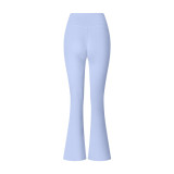 New cross-border yoga pants, high-waisted, brushed fabric, shaping fitness pants, slightly flared, outdoor wide-leg women's sports pants