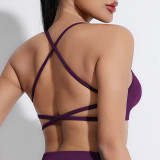 Cross-back sports bra for women, suitable for fitness and yoga, shockproof, quick-drying, seamless sports underwear for running
