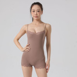 Cross-border sexy lace yoga jumpsuit, skin-friendly with adjustable shoulder straps, shapewear triangle strap jumpsuit