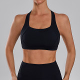 Cross-border European and American style nude-feel high-impact sports bra for women with chest pads for fitness, running, and yoga with cross-back design
