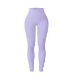 European-style seamless ribbed sports yoga pants for women, high-waisted tight leggings with peach butt and tummy control