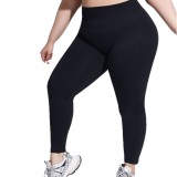 European and American peach butt solid color yoga pants for women, high-waisted non-slip sports leggings, running fitness pants, sports base layer pants