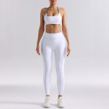Nude-feel color-block yoga outfit for women, sports bra with beautiful back, tennis yoga skirt, running butt-lifting yoga pants