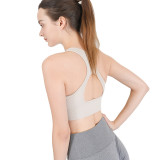 Cross-border seamless anti-strangling yoga bra with a nude feel, high-elastic shockproof and supportive sports tank top for women