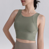 Pilates sports bra for women, shockproof high-intensity fitness bra, long style, suitable for outerwear, yoga tank top with integrated chest pads