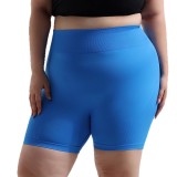 European and American plus-size seamless sports peach-butt shorts for women, outdoor running slimming butt-lifting yoga pants, fitness three-quarter pants