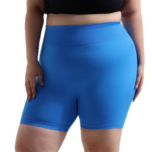 European and American plus-size seamless sports peach-butt shorts for women, outdoor running slimming butt-lifting yoga pants, fitness three-quarter pants