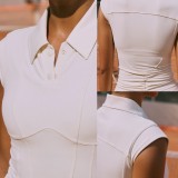 Women's tennis skirt with chest pads and safety shorts, anti-exposure sports short skirt, tennis outfit