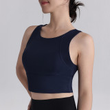 Pilates sports bra for women, shockproof high-intensity fitness bra, long style, suitable for outerwear, yoga tank top with integrated chest pads