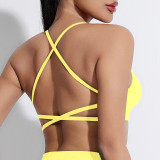 Cross-back sports bra for women, suitable for fitness and yoga, shockproof, quick-drying, seamless sports underwear for running