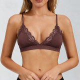European and American cross-border sexy lace bra with no underwire, push-up effect, side breast support, triangle soft cup, breathable and nude-feel bra