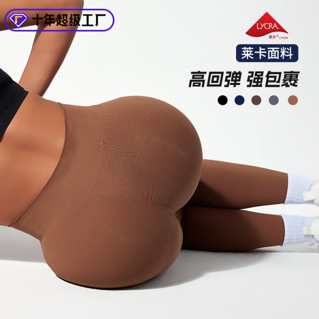 Women's Lycra Yoga Pants, High Elasticity, High Waist, Tummy Control, Peach Butt, Running, Sports, Fitness, Long Pants, Tight Leggings for Outdoor Wear