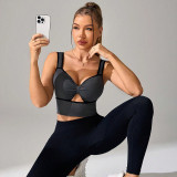 Cross-border seamless hollow-out yoga bra for women, indoor sports fitness shockproof top, women's fitness yoga strapless bra