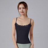 Cross-border sexy lace camisole for women, suitable for yoga, as an inner layer or outerwear, sleeveless fitness top with a beautiful back design