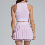New cross-border outdoor breathable sports tennis skirt, slimming, anti-exposure, high-waisted fitness yoga set