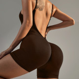 SHINE's popular deep V backless yoga jumpsuit for women, no awkward lines, sports butt-lifting fitness one-piece yoga outfit